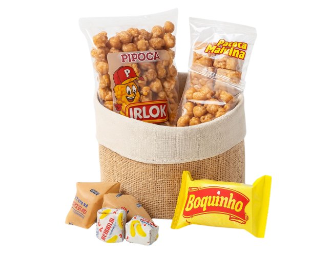 KIT JUNINO PERSONALIZADO, JUTA COM DOCES