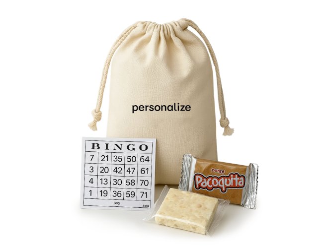 KIT JUNINO PERSONALIZADO NO SAQUINHO COM BINGO | BRINDES CORPORATIVOS